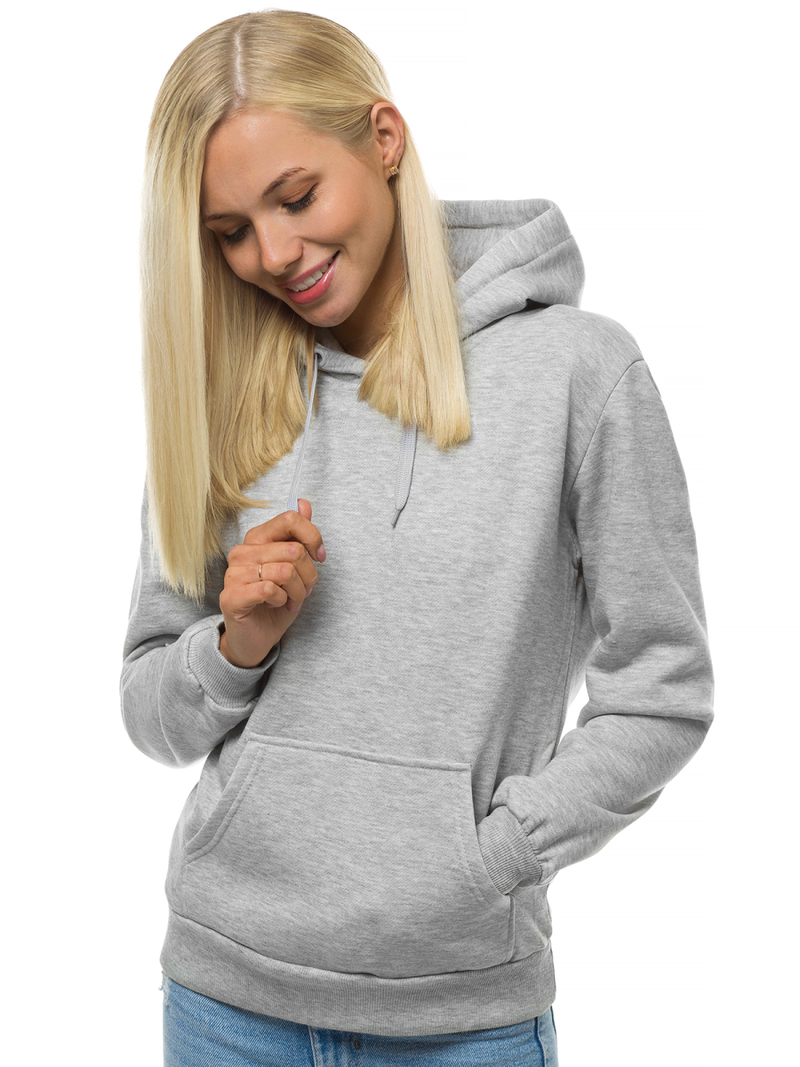 Γυναικείο φούτερ με κουκούλα γκρι OZONEE JS/KSW2038