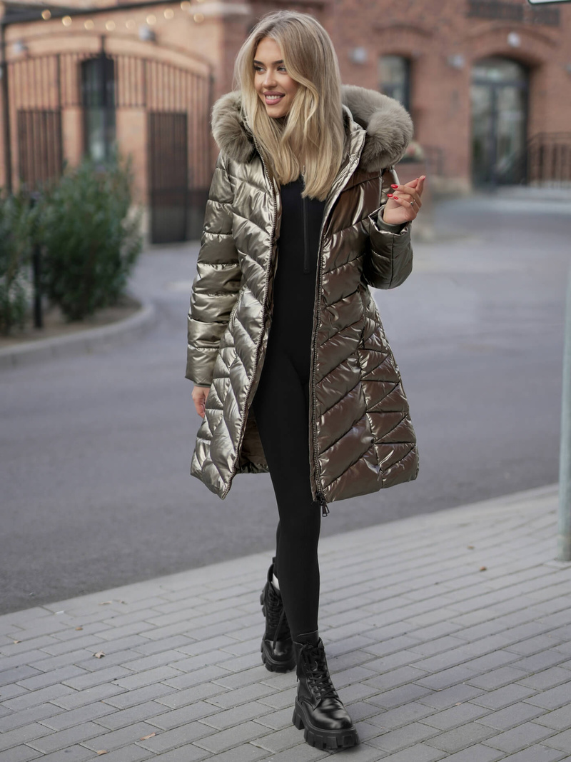 Γυναικείο μπουφάν χρυσός OZONEE JS/16M9100/403Z