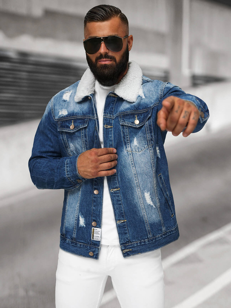 Ανδρικό τζιν μπουφάν σέρπα Μπλε OZONEE NB/MJ502BZ