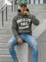 Ανδρικό Φούτερ με Κουκούλα γραφίτη OZONEE JS/8B1767/5Z