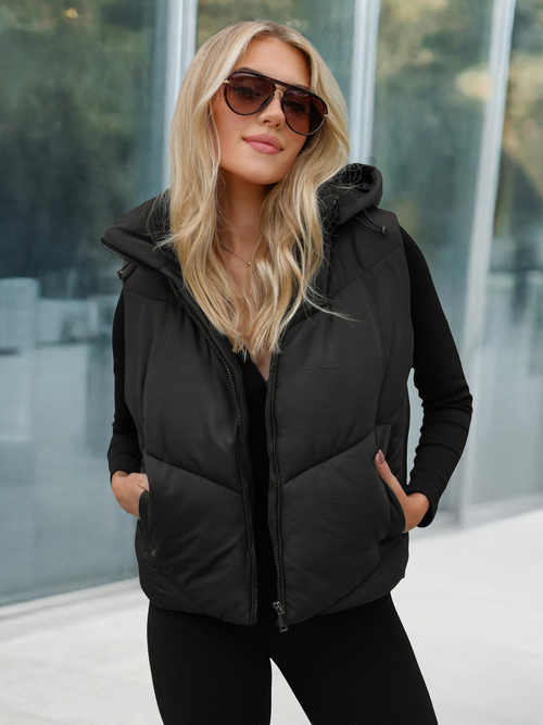 Γυναικείο αμάνικο μπουφάν mαύρος OZONEE JS/16M9291/392