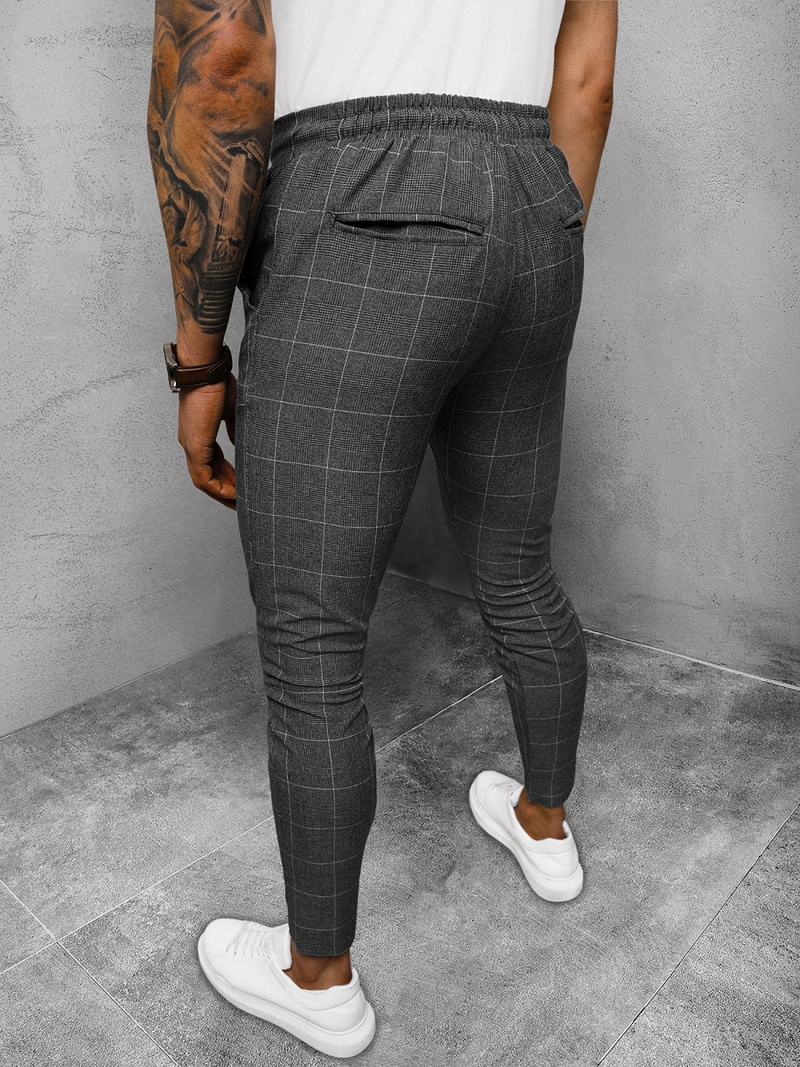 Ανδρικό παντελόνι chino Γραφίτης OZONEE DJ/2304/22