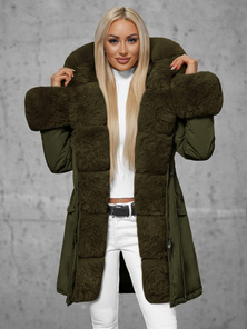 Γυναικείο χειμερινό μπουφάν Πράσινος OZONEE JS/16M9062/136Z