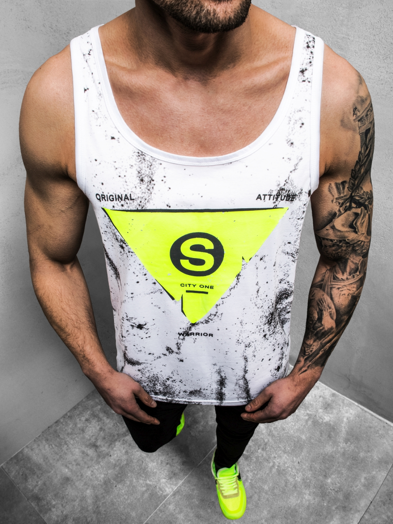 Ανδρικό αμάνικο μπλουζάκι λευκό OZONEE JS/SS11057Z