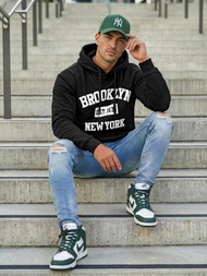 Ανδρικό Φούτερ με Κουκούλα μαύρο OZONEE JS/8B1767/3Z