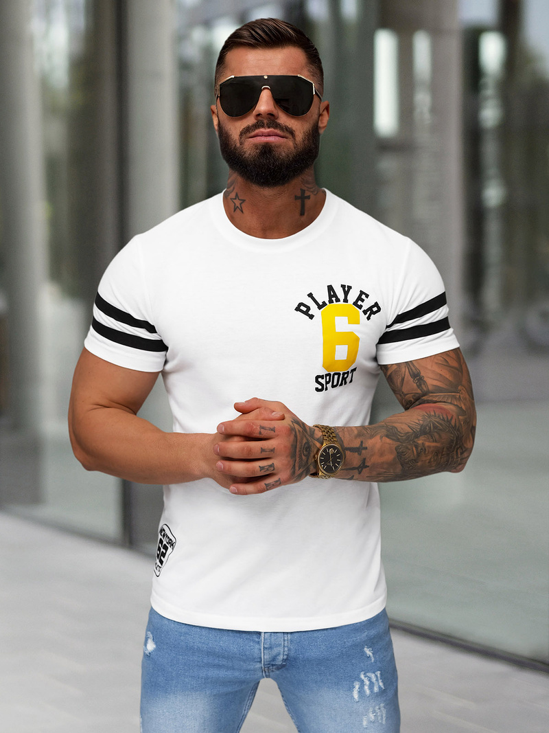 Ανδρικό μπλουζάκι λευκό OZONEE JS/8B1391/1