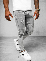 Ανδρικό τζιν παντελόνι γκρι OZONEE O/2358/2