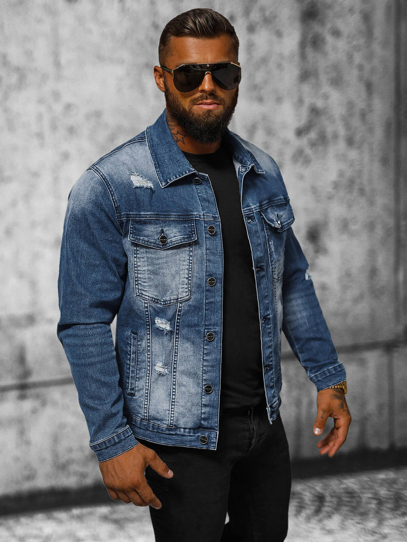 Ανδρικό τζιν μπουφάν Μπλε OZONEE NB/MJ506BZ