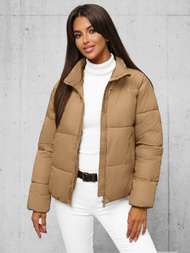 Γυναικείο μπουφάν ανοιχτό-μπεζ OZONEE JS/16M9187/158