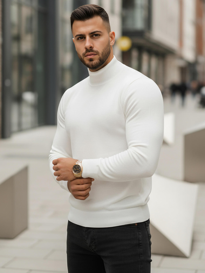 Ανδρικό πουλόβερ λευκό OZONEE V/V24503