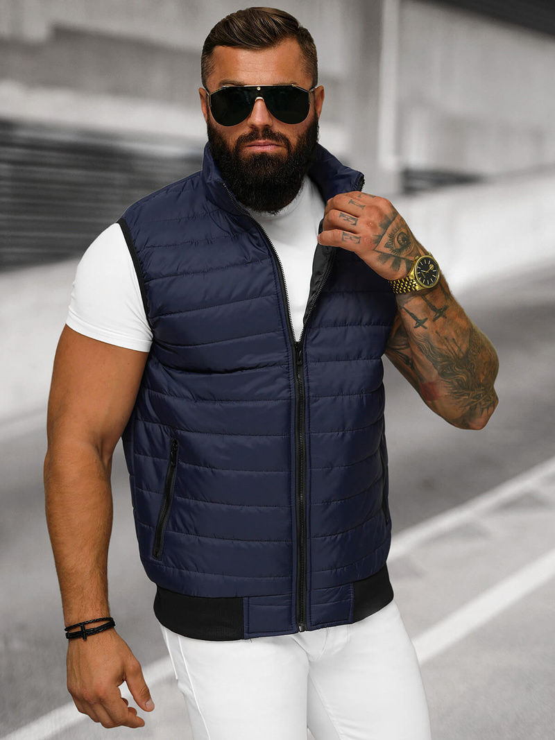 Ανδρικό αμάνικο μπουφάν ναυτικό μπλε OZONEE JS/MY77Z