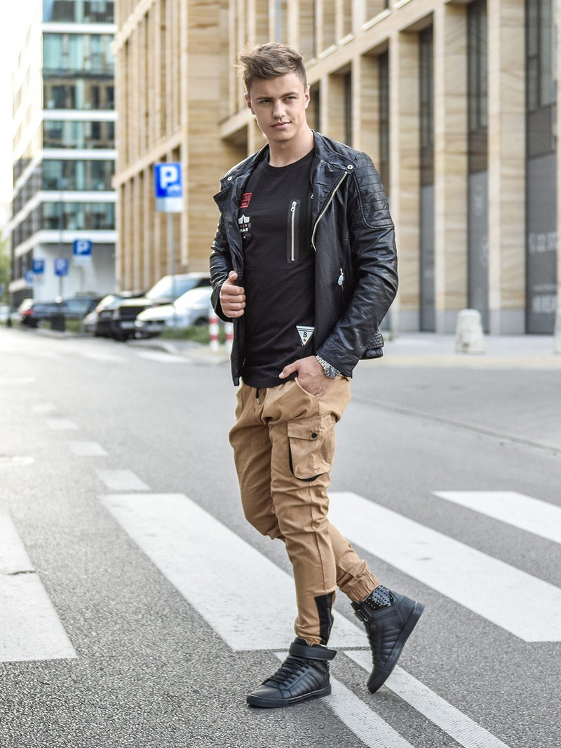 Ανδρικό παντελόνι jogger κάμελ OZONEE A/705