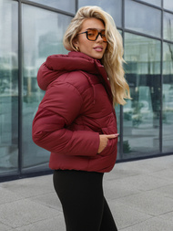 Γυναικείο μπουφάν μπορντό OZONEE JS/16M9188/06Z