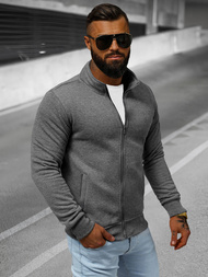 Ανδρικό φούτερ με φερμουάρ σκούρο-γκρι OZONEE JS/2002Z