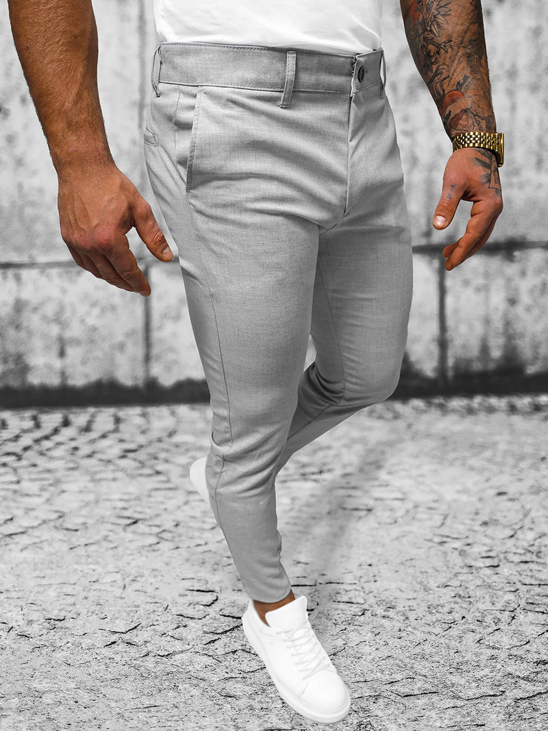 Ανδρικό παντελόνι chino γκρι OZONEE O/4000