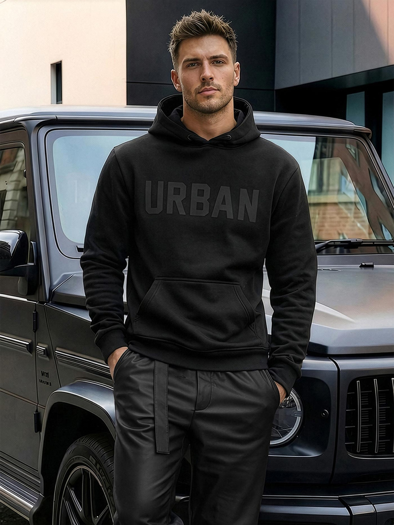 Ανδρικό Φούτερ με Κουκούλα μαύρο OZONEE JS/8B1990/3