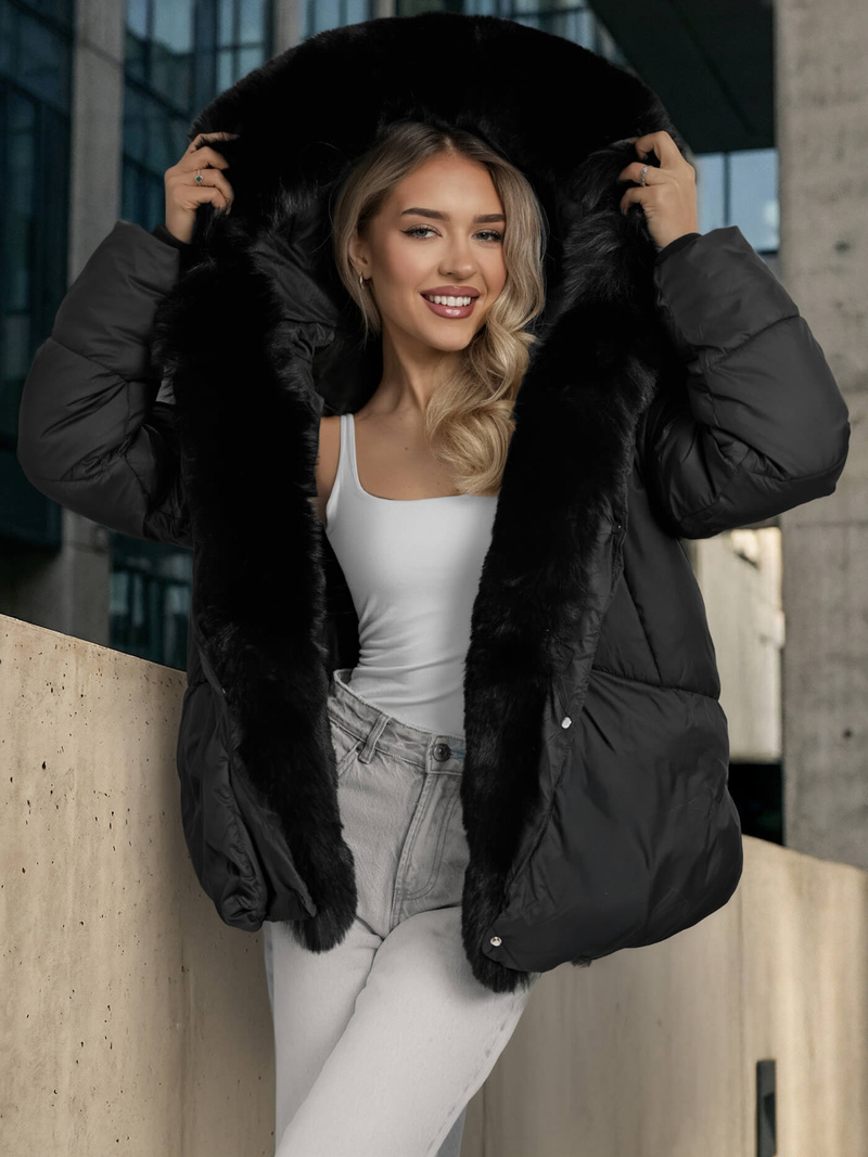 Γυναικείο μπουφάν μαύρο OZONEE O/16M9179/392Z