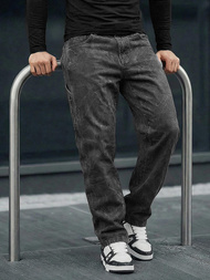 Ανδρικό τζιν παντελόνι γραφίτη OZONEE O/KK2828/5Z