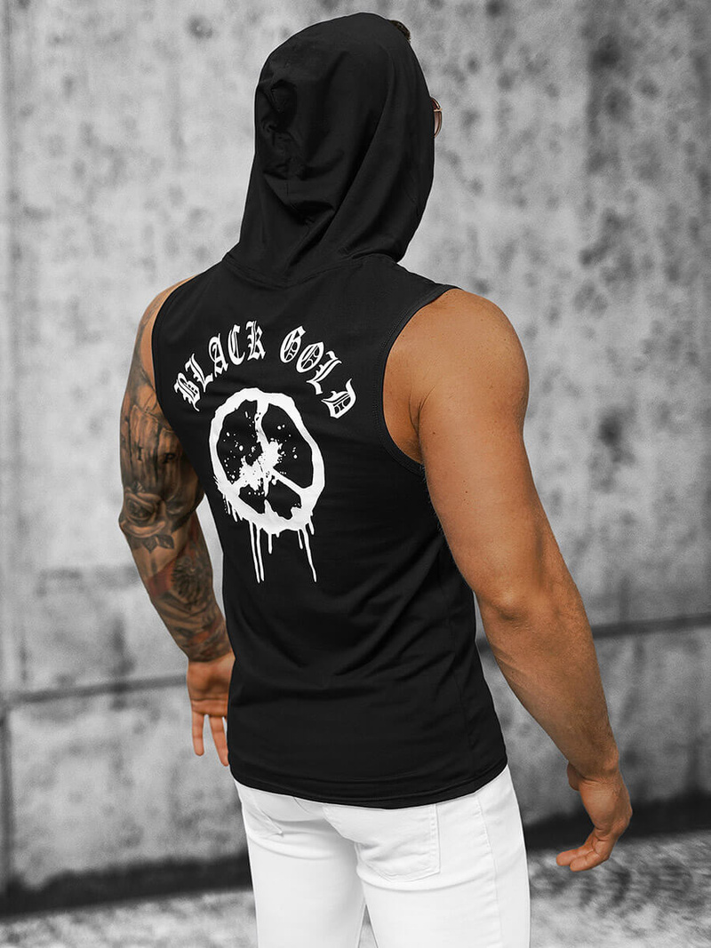 Ανδρικό αμάνικο μπλουζάκι mαύρος OZONEE NB/MT3024