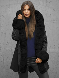 Γυναικείο χειμερινό μπουφάν mαύρος OZONEE JS/16M9062/392