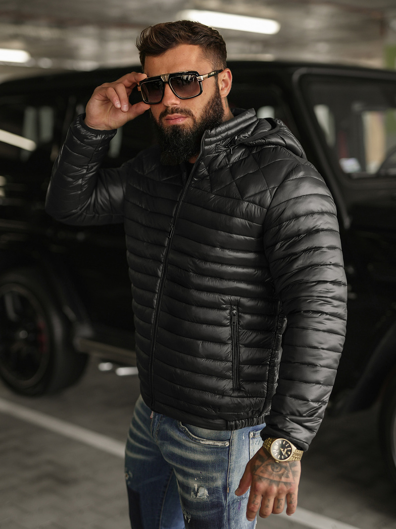 Ανδρικό μπουφάν mαύρος OZONEE JS/16M9328/392BZ