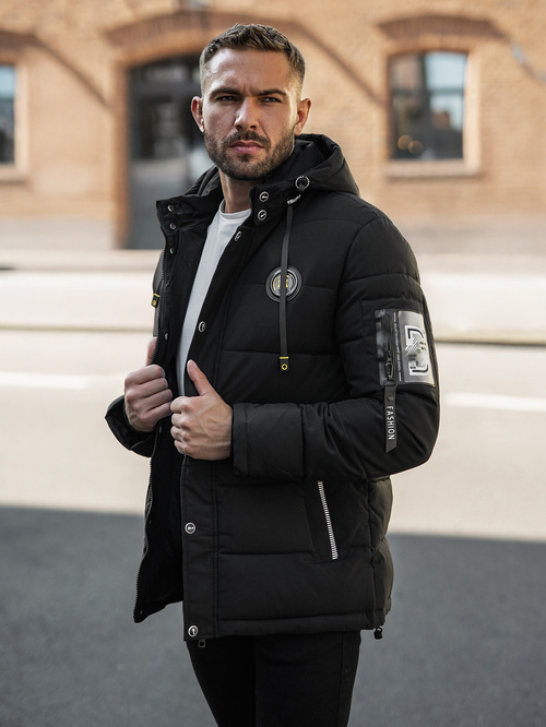 Ανδρικό μπουφάν mαύρος OZONEE JS/57M7503/392Z