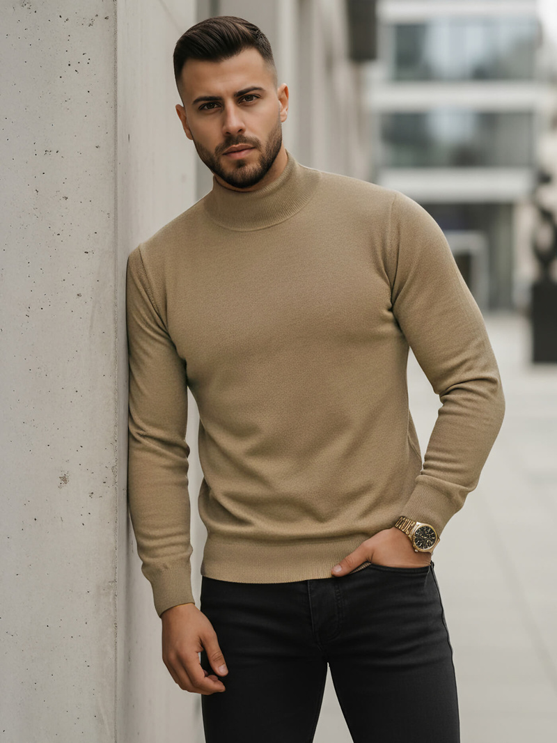 Ανδρικό πουλόβερ kαμήλα OZONEE V/V24503