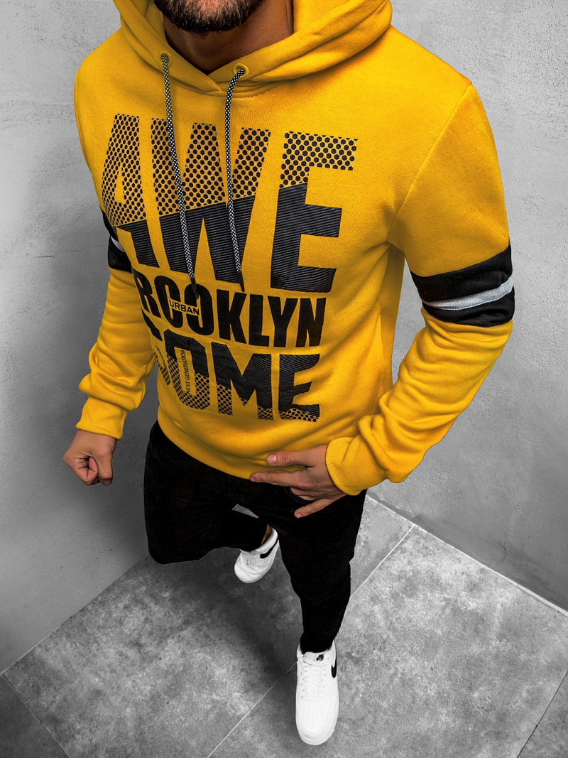 Ανδρικό Φούτερ με Κουκούλα κίτρινο OZONEE JS/KS2141Z