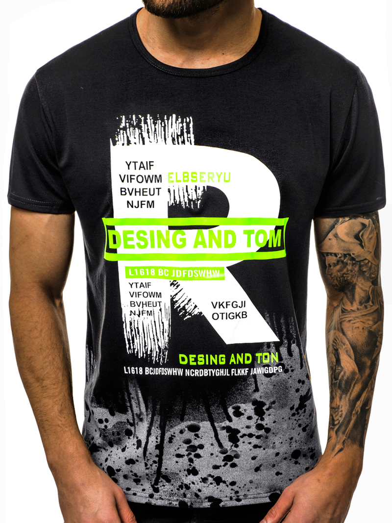 Ανδρικό μπλουζάκι μαύρο OZONEE JS/KS1945