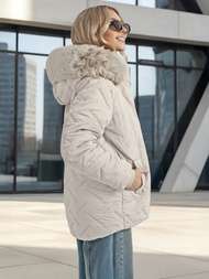 Γυναικείο μπουφάν ανοιχτό-γκρι OZONEE JS/16M9296/280