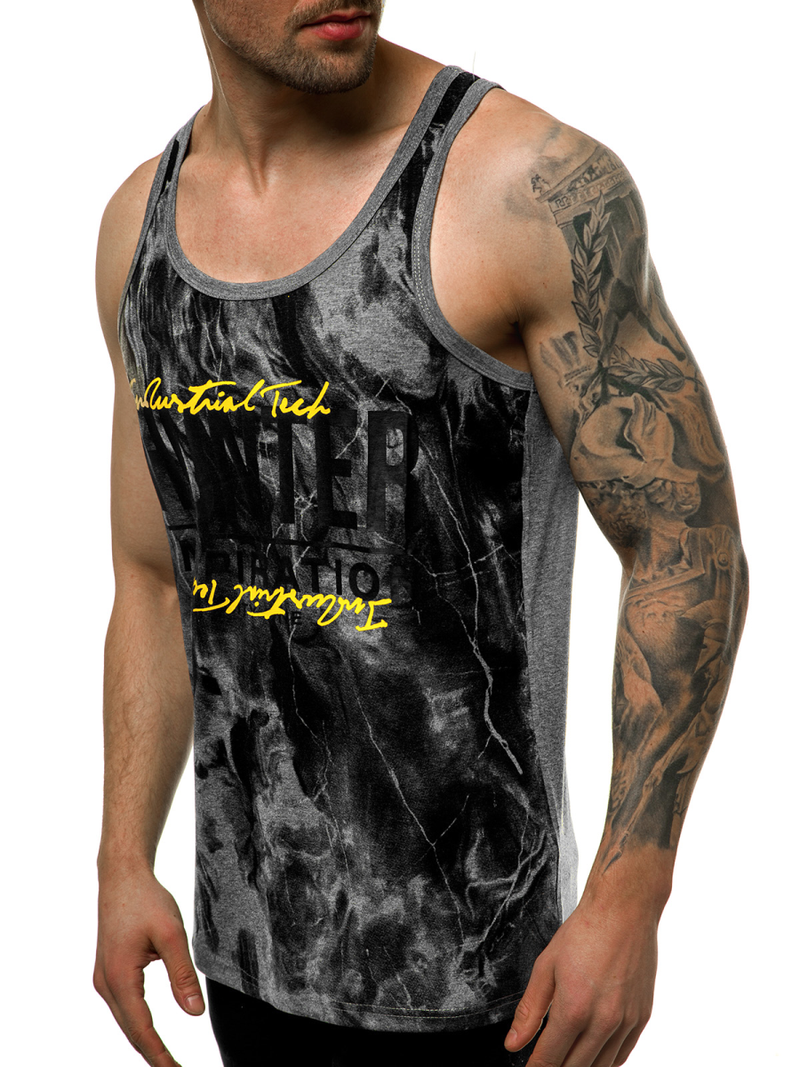 Ανδρικό αμάνικο μπλουζάκι γραφίτη OZONEE JS/SS11033