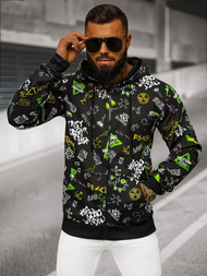 Ανδρικό Φούτερ με Kουκούλα Mαύρος OZONEE JS/8B1186/3