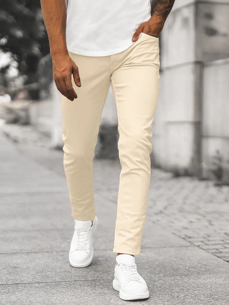 Ανδρικό τζιν παντελόνι ανοιχτό-μπεζ OZONEE E/5388/04