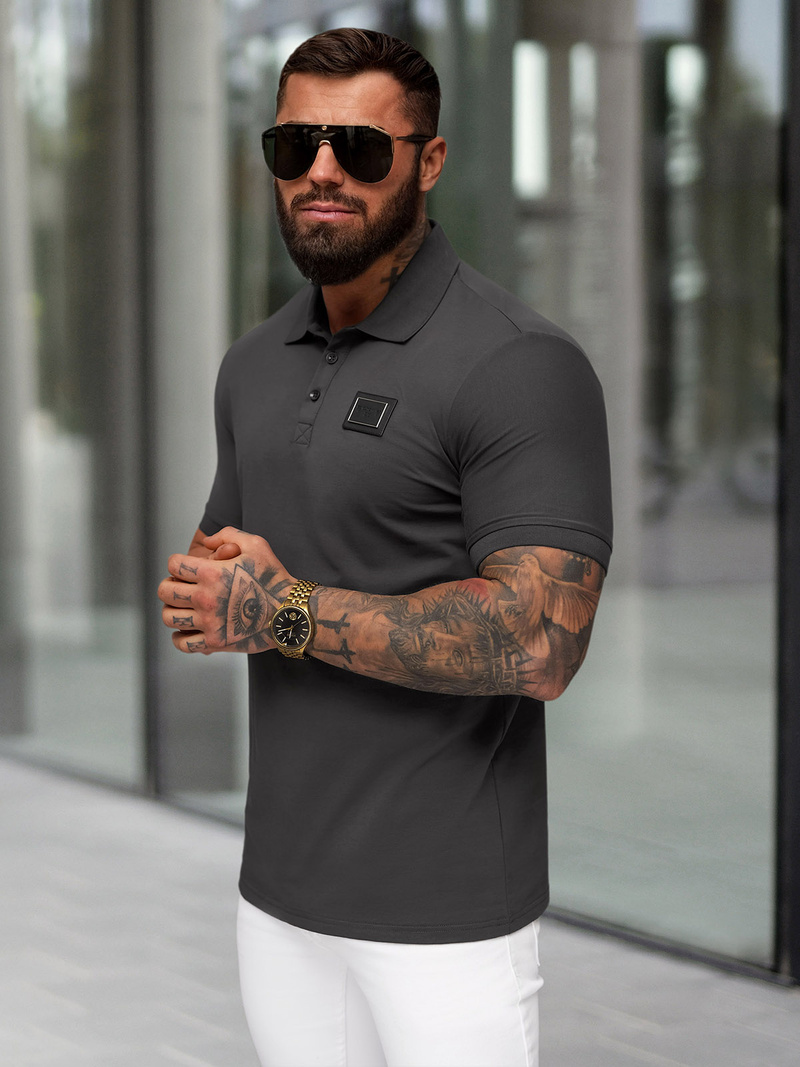 Ανδρική μπλούζα polo γραφίτη OZONEE NB/MT3124