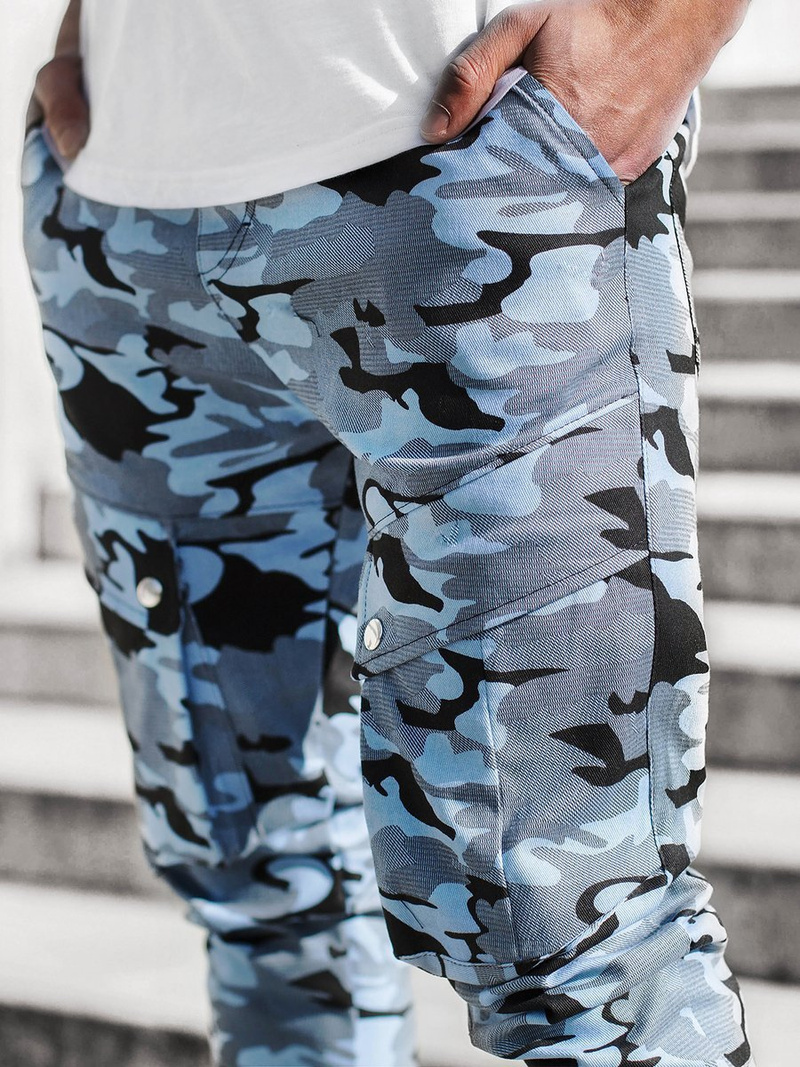 Ανδρικό παντελόνι jogger καμουφλάζ-μπλε OZONEE A/1003