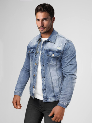 Ανδρικό τζιν μπουφάν mπλε OZONEE NB/MJ522BZ