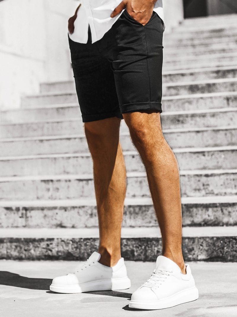 Ανδρικό σόρτς chino μαύρο OZONEE DJ/1001