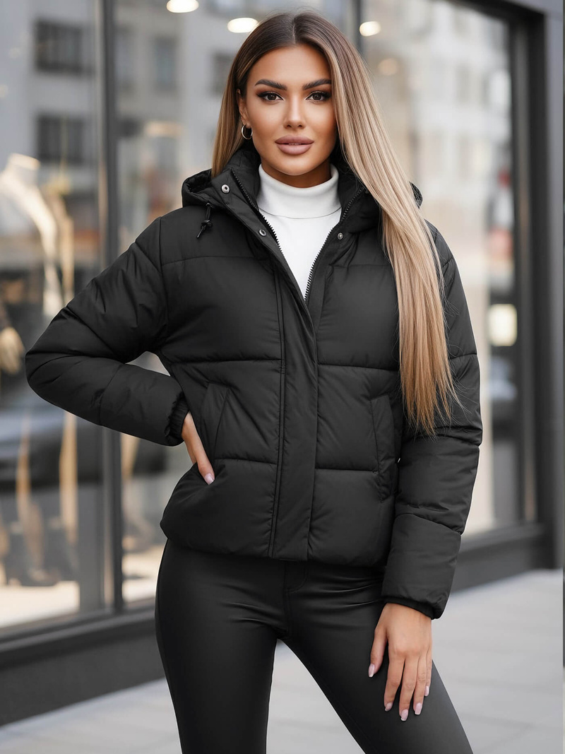 Γυναικείο μπουφάν μαύρο OZONEE JS/16M9188/392Z