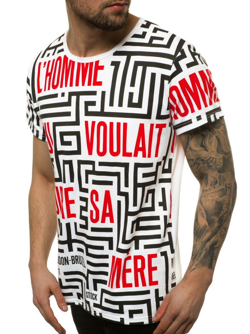 Ανδρικό μπλουζάκι λευκό OZONEE JS/KS2020