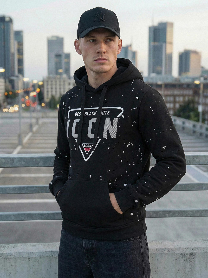 Ανδρικό Φούτερ με Κουκούλα μαύρο OZONEE JS/8B1737/3Z