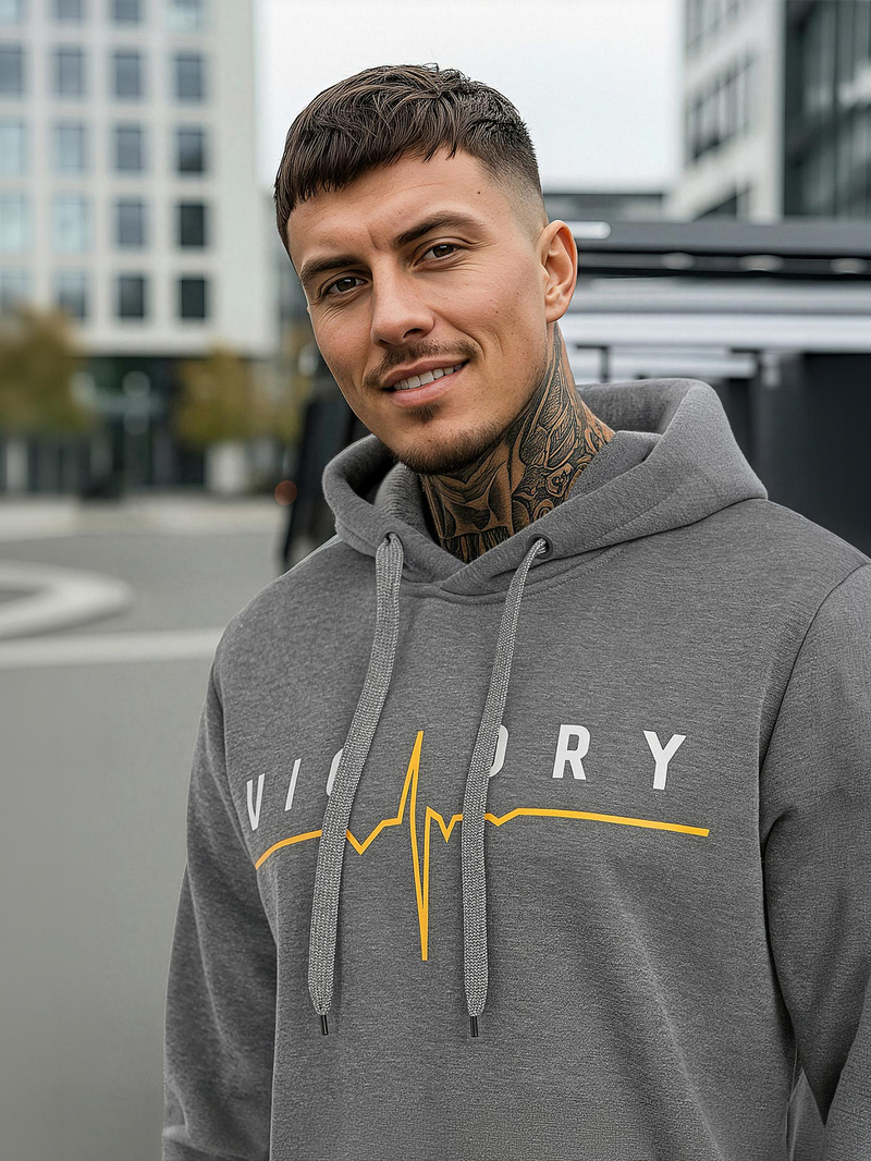 Ανδρικό Φούτερ με Κουκούλα γραφίτη OZONEE JS/8B1757/5