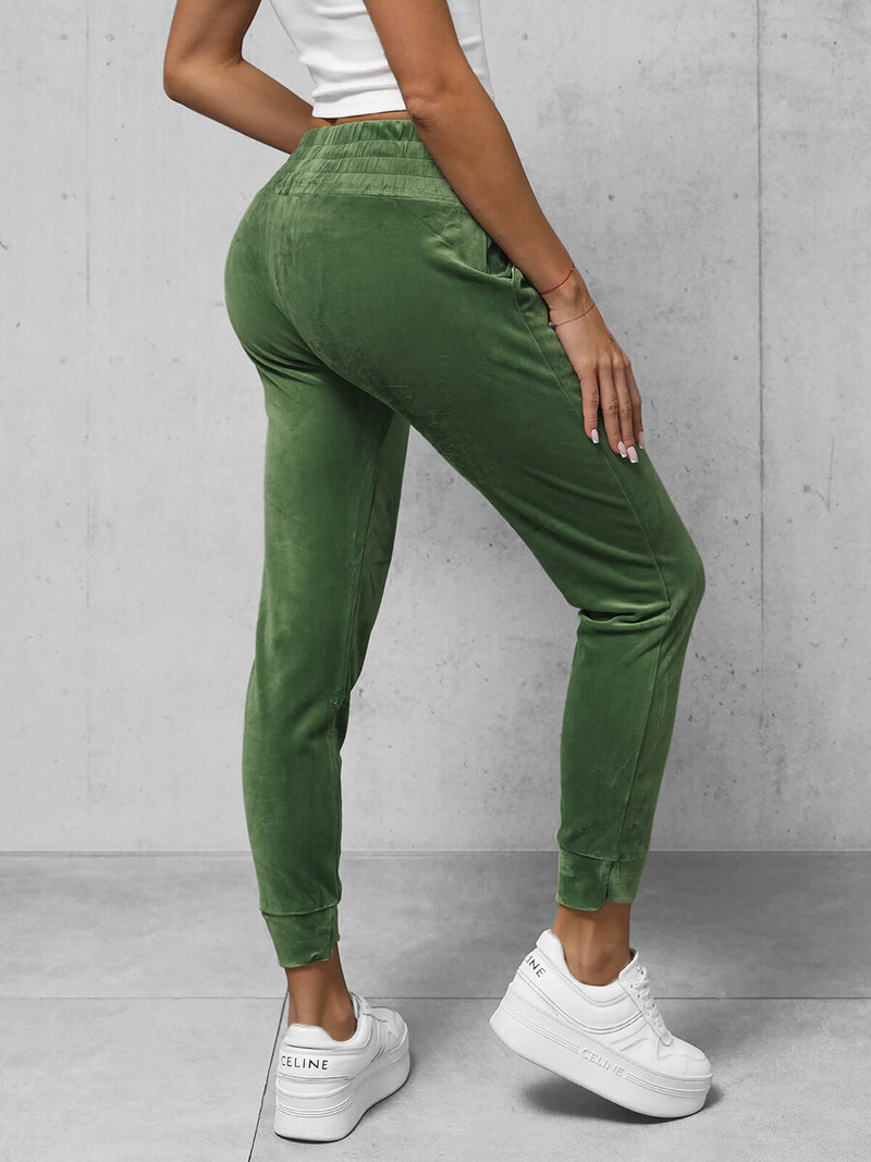 Γυναικείο βελούδινο παντελόνι φόρμας χακί OZONEE O/CR98108