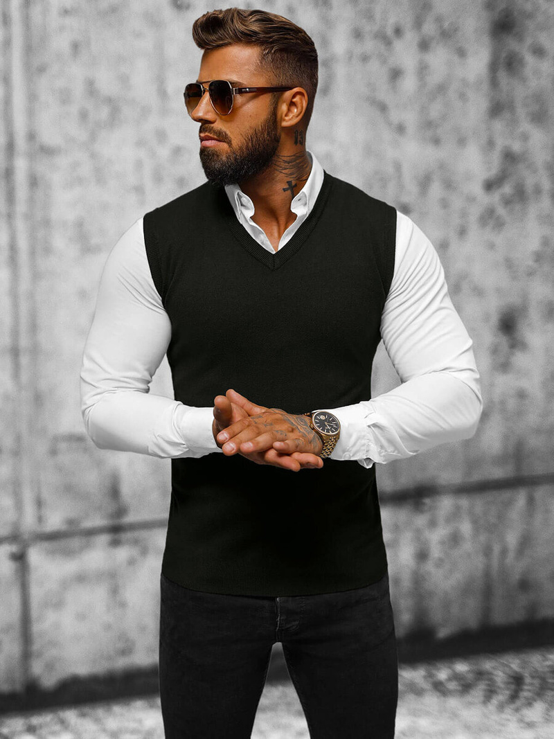 Ανδρικό πουλόβερ μαύρο OZONEE NB/MM6005/4Z