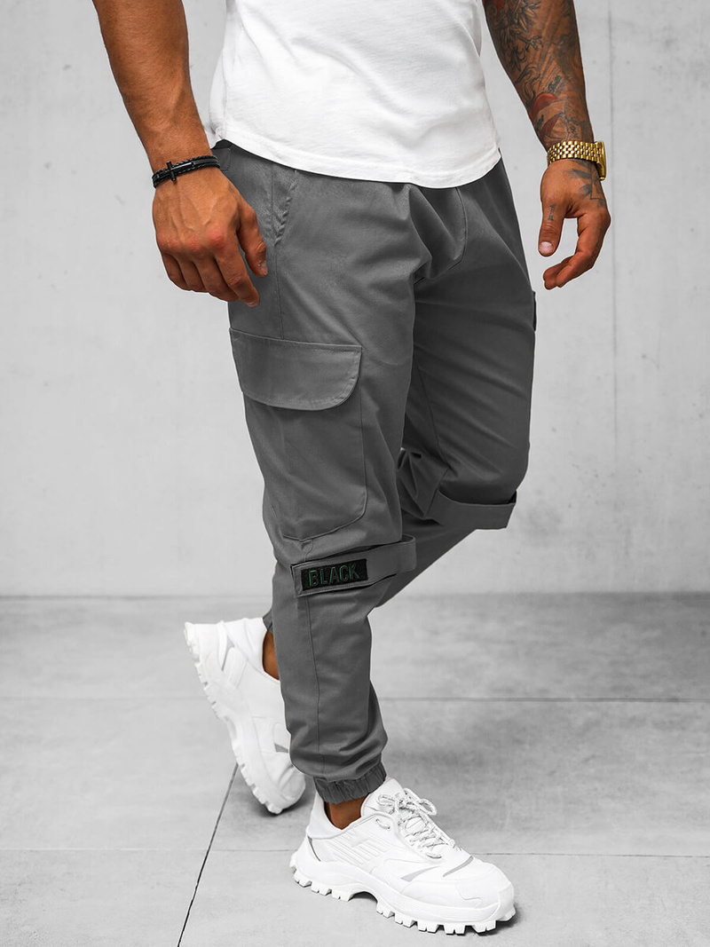 Ανδρικό παντελόνι chino jogger Γκρί OZONEE O/G3014Z