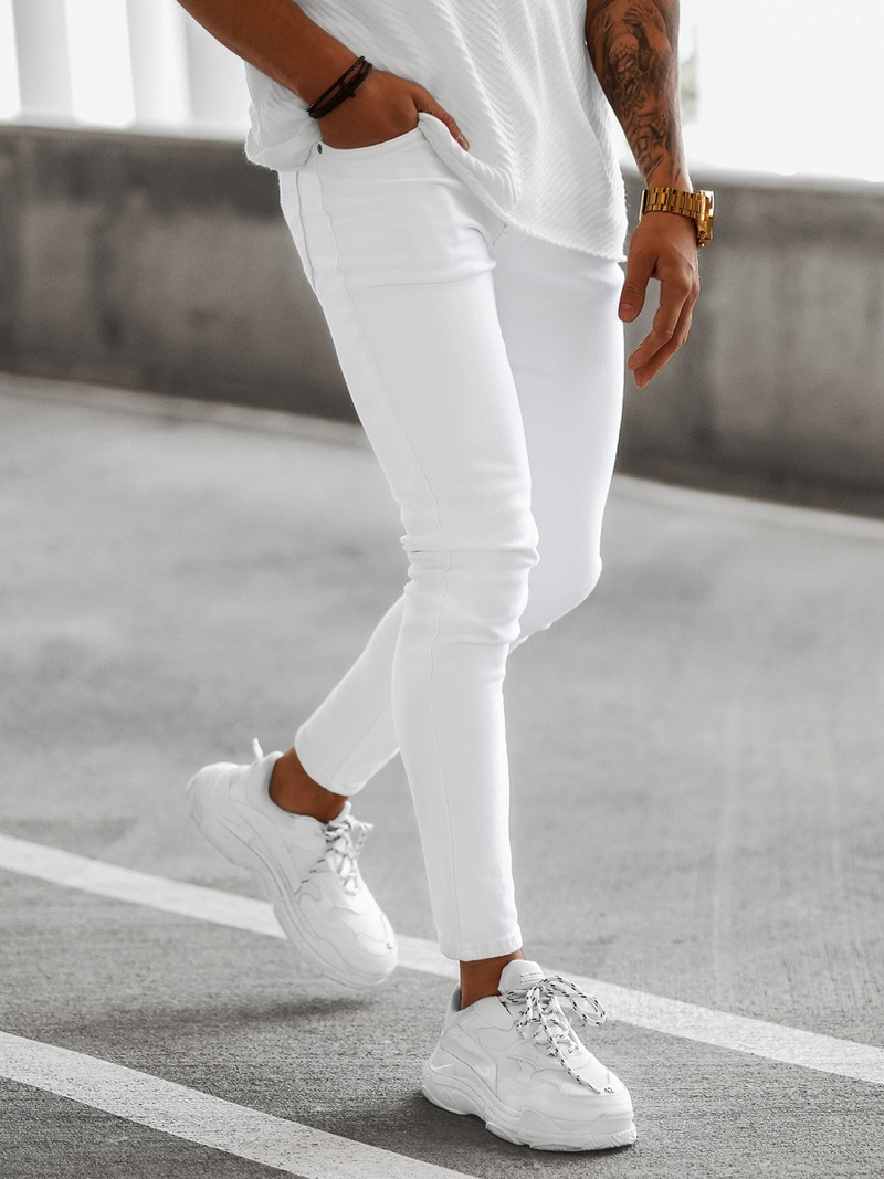 Ανδρικό τζιν παντελόνι λευκό OZONEE E/5348/01Z