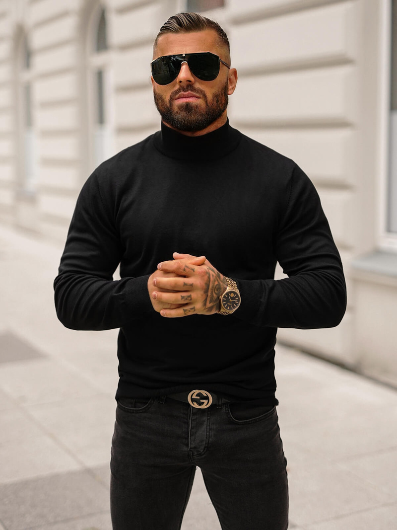 Ανδρικό πουλόβερ μαύρο OZONEE O/BM201