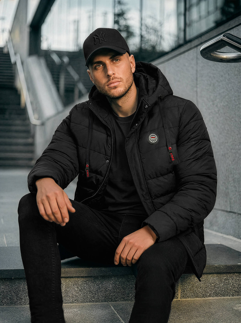 Ανδρικό μπουφάν mαύρος OZONEE JS/31M5081/392Z