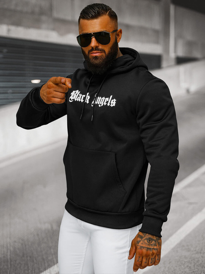 Ανδρικό Φούτερ με Κουκούλα μαύρο OZONEE JS/27B6509/3