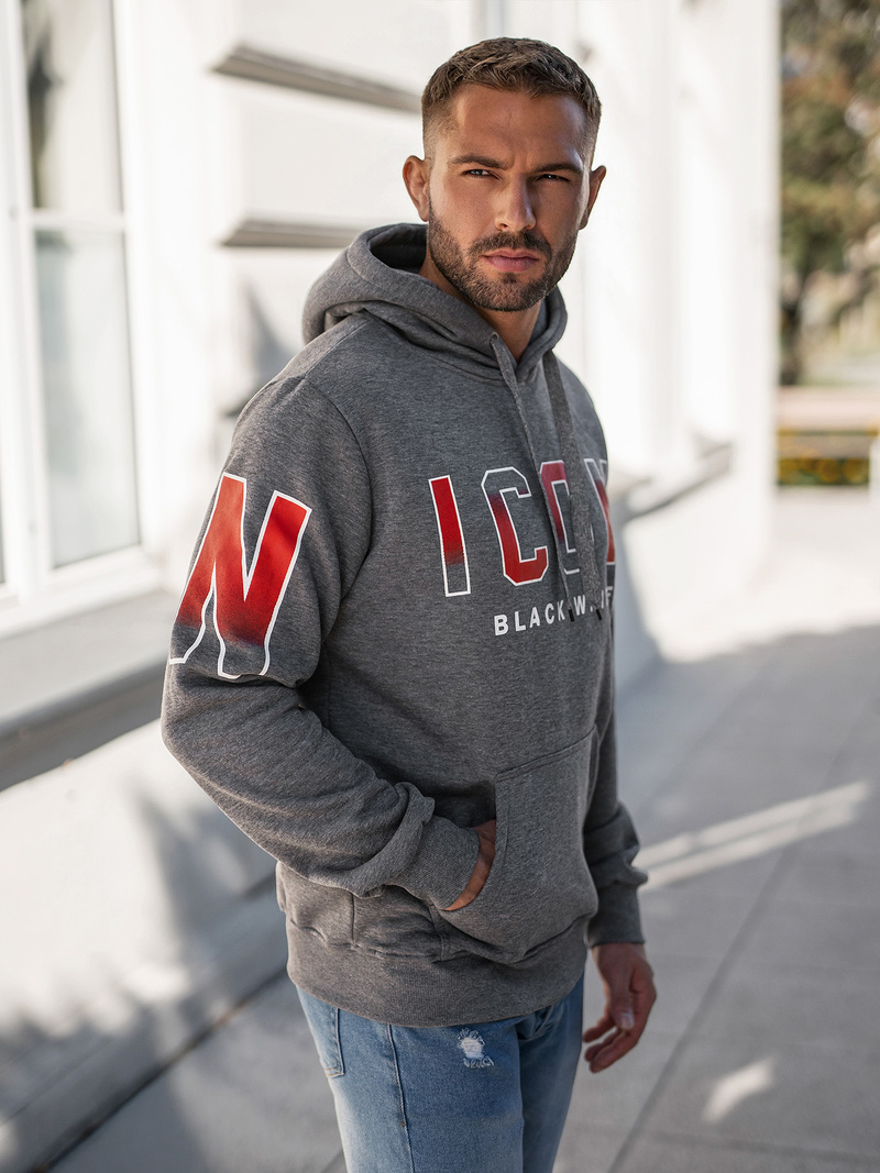 Ανδρικό Φούτερ με Κουκούλα γραφίτη OZONEE JS/8B1739/5