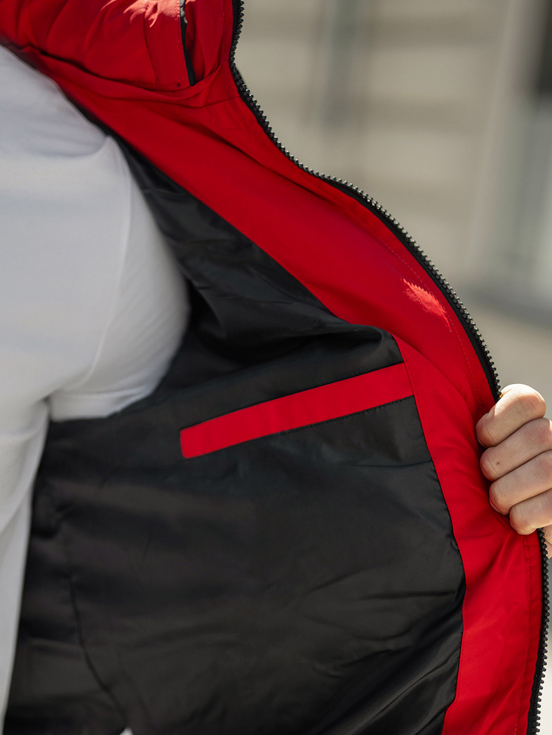 Ανδρικό χειμερινό μπουφάν μαύρο-Κόκκινο OZONEE JS/31M5083/270